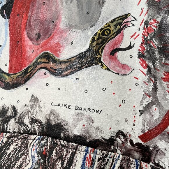 Claire Barrow Leather Painted Biker jacket Medium - Picture 8 of 9